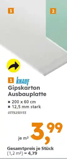 Globus Baumarkt 1 KNAUF Gipskarton Ausbauplatte Angebot