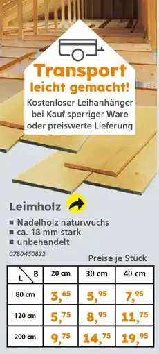 Globus Baumarkt Leimholz Angebot