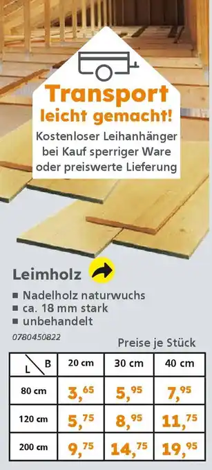 Globus Baumarkt Leimholz Angebot