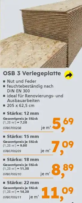 Globus Baumarkt OSB 3 Verlegeplatte Angebot