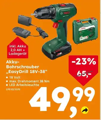Globus Baumarkt BOSCH Akku- Bohrschrauber „EasyDrill 18V-38" Angebot