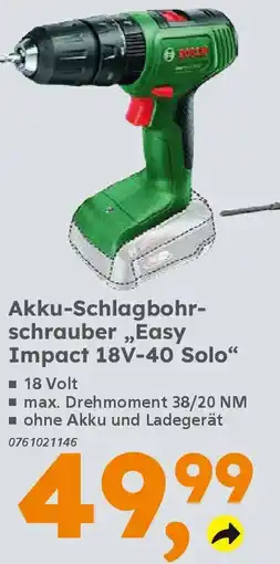 Globus Baumarkt BOSCH Akku-Schlagbohr- schrauber,,Easy Impact 18V-40 Solo" Angebot