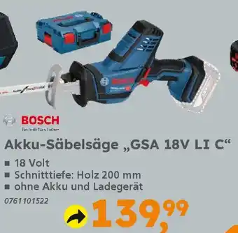 Globus Baumarkt BOSCH Akku-Säbelsäge „GSA 18V LI C“ Angebot