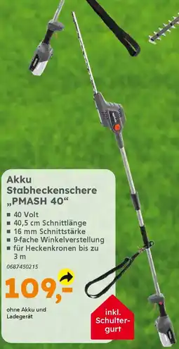 Globus Baumarkt PRIMASTER Akku Stabheckenschere ,,PMASH 40" Angebot