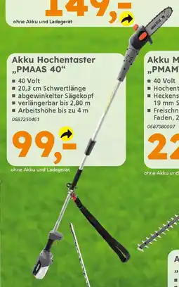 Globus Baumarkt PRIMASTER Akku Hochentaster „PMAAS 40" Angebot