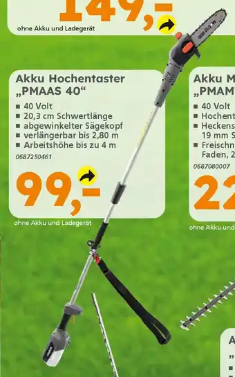 Globus Baumarkt PRIMASTER Akku Hochentaster „PMAAS 40" Angebot