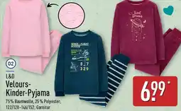 Aldi Nord L&D Velours Kinder-Pyjama Angebot