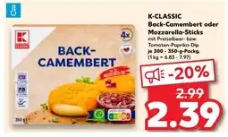 Kaufland K-CLASSIC Back-Camembert oder Mozzarella-Sticks Angebot