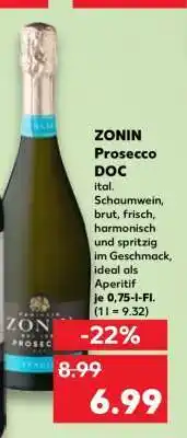 Kaufland ZONIN Prosecco DOC Angebot