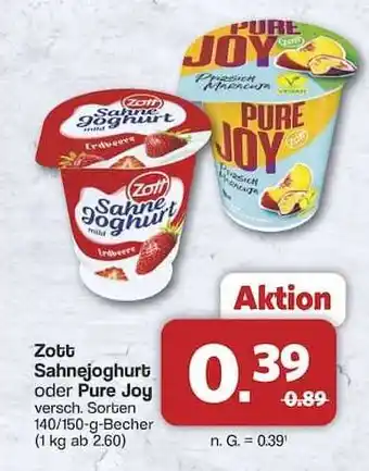 Famila Nord Ost Zott Sahnejoghurt oder Pure Joy Angebot