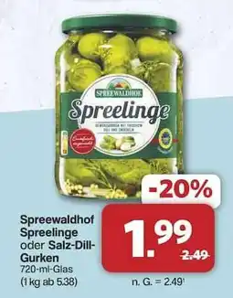 Famila Nord Ost Spreewaldhof Spreelinge oder Salz-Dill-Gurken Angebot