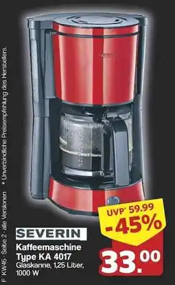 Famila Nord Ost SEVERIN Kaffeemaschine Type KA 4017 Angebot