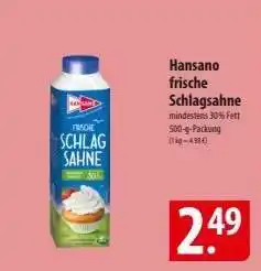 Famila Nord Ost Hansano frische Schlagsahne Angebot