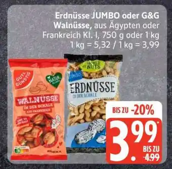Edeka Erdnüsse JUMBO oder G&G Walnüsse Angebot