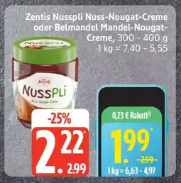 Edeka Zentis Nusspli Nuss-Nougat-Creme oder Belmandel Mandel-Nougat-Creme Angebot