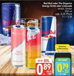 Edeka Red Bull oder The Organics Energy Drink oder Limonade Angebot