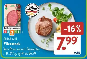 Aldi Süd FAIR & GUT Filetsteak Angebot