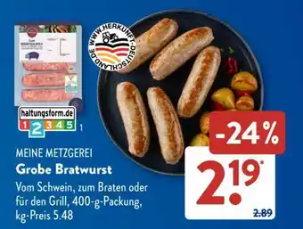 Aldi Süd MEINE METZGEREI Grobe Bratwurst Angebot