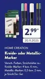 Aldi Süd HOME CREATION Kreide- oder Metallic-Marker Angebot