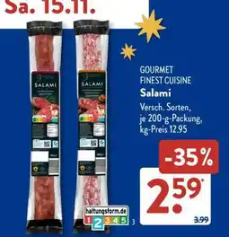 Aldi Süd GOURMET FINEST CUISINE Salami Angebot