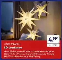 Aldi Süd HOME CREATION 3D-Leuchtstern Angebot