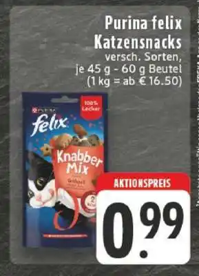 Edeka Purina Felix Katzensnacks Angebot