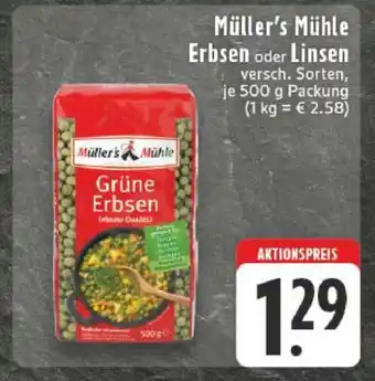 Edeka Müller's Mühle Erbsen oder Linsen Angebot