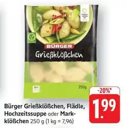 Edeka Bürger Grießklößchen, Flädle, Hochzeitssuppe oder Markklößchen Angebot