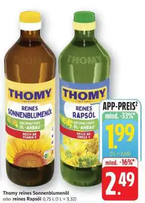 Edeka Thomy reines Sonnenblumenöl oder reines Rapsöl Angebot