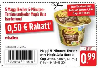 Edeka Maggi 5-Minuten-Terrine oder Magic Asia Noodle Cup Angebot