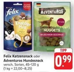 Edeka Felix Katzensnack oder Adventuros Hundesnack Angebot