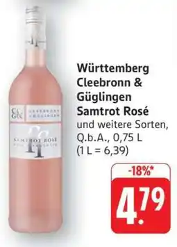 Edeka Württemberg Cleebronn & Güglingen Samtrot Rosé Angebot