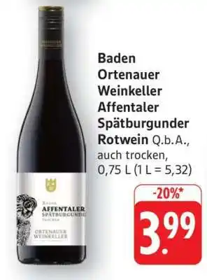 Edeka Baden Ortenauer Weinkeller Affentaler Spätburgunder Rotwein Angebot
