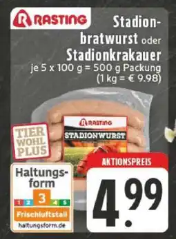 Edeka Rasting Stadionbratwurst oder Stadionkrakauer Angebot