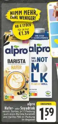 Edeka alpro Hafer- oder Soyadrink Angebot
