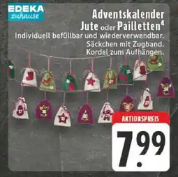 Edeka Adventskalender Jute oder Pailletten Angebot
