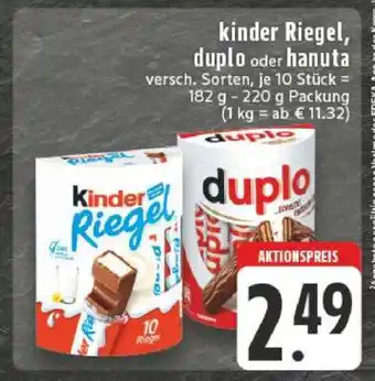 Edeka kinder Riegel, duplo oder hanuta Angebot