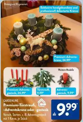 Aldi Süd GARDENLINE Premium-Türstrauß, -Adventskranz oder -gesteck Angebot