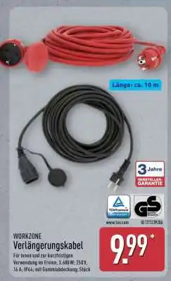 Aldi Nord WORKZONE Verlängerungskabel Angebot