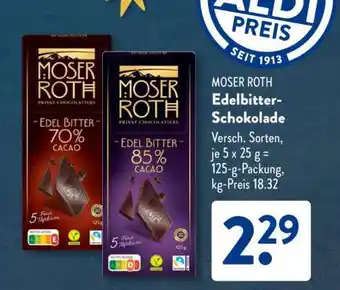 Aldi Süd MOSER ROTH Edelbitter-Schokolade Angebot
