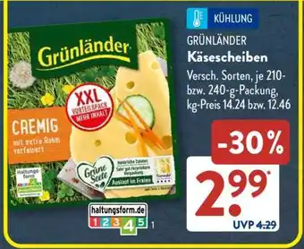 Aldi Süd Grünländer Käsescheiben Angebot
