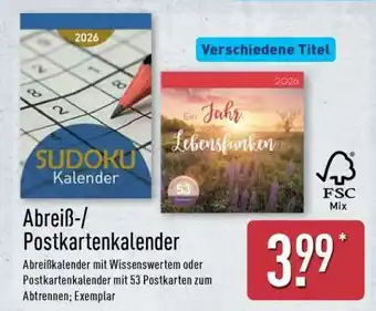 Aldi Nord Abreiß-/ Postkartenkalender Angebot