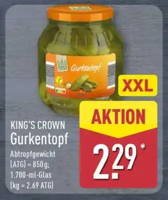 Aldi Nord KING’S CROWN Gurkentopf Angebot