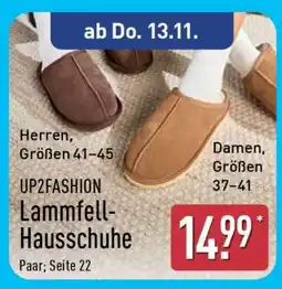 Aldi Nord UP2FASHION Lammfell-Hausschuhe Angebot