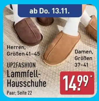 Aldi Nord UP2FASHION Lammfell-Hausschuhe Angebot