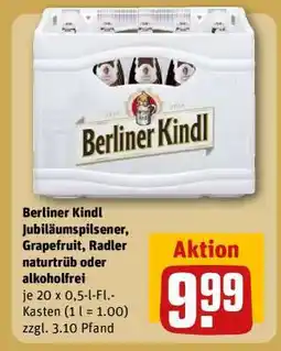 REWE Berliner Kindl Jubiläumspilsener, Grapefruit, Radler naturtrüb oder alkoholfrei Angebot