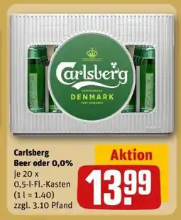 REWE Carlsberg Beer oder 0,0% Angebot
