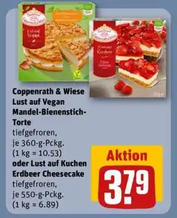 REWE Coppenrath & Wiese Lust auf Vegan Mandel-Bienenstich-Torte oder Lust auf Kuchen Erdbeer Cheesecake Angebot