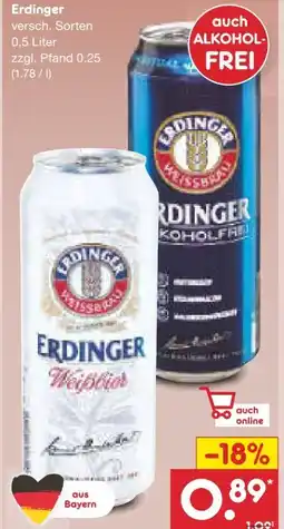 Netto Marken-Discount Erdinger Weißbräu Weißbier Angebot