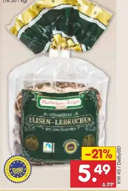 Netto Marken-Discount Haeberlein Metzger Nürnberger Elisen-Lebkuchen Angebot